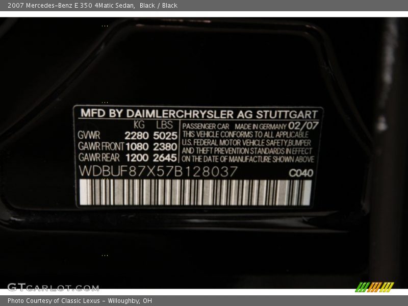 Black / Black 2007 Mercedes-Benz E 350 4Matic Sedan