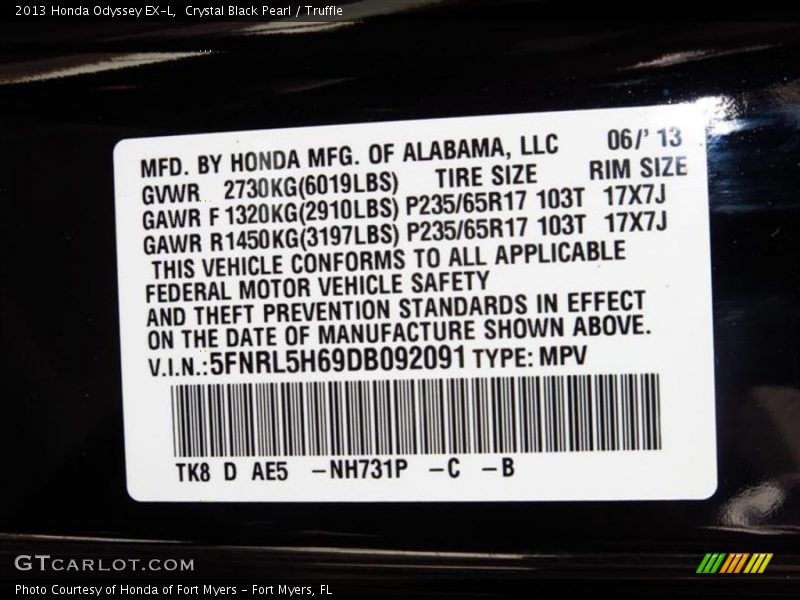 Crystal Black Pearl / Truffle 2013 Honda Odyssey EX-L