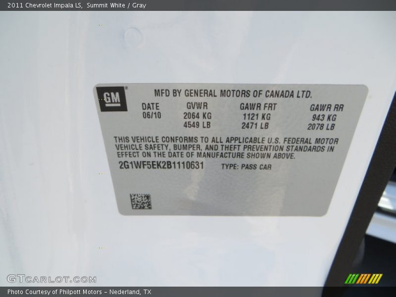 Summit White / Gray 2011 Chevrolet Impala LS