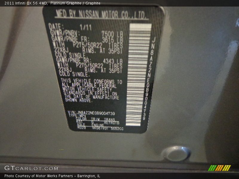 Platinum Graphite / Graphite 2011 Infiniti QX 56 4WD
