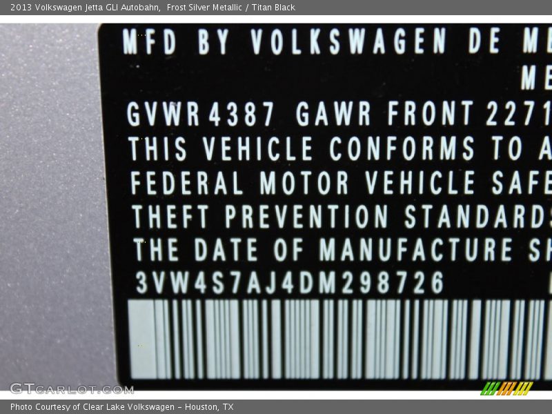 Frost Silver Metallic / Titan Black 2013 Volkswagen Jetta GLI Autobahn