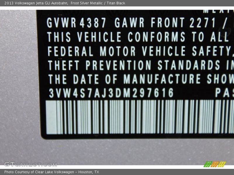 Frost Silver Metallic / Titan Black 2013 Volkswagen Jetta GLI Autobahn