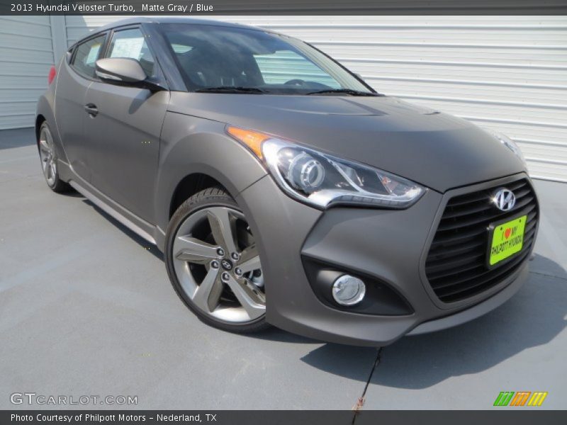 Matte Gray / Blue 2013 Hyundai Veloster Turbo