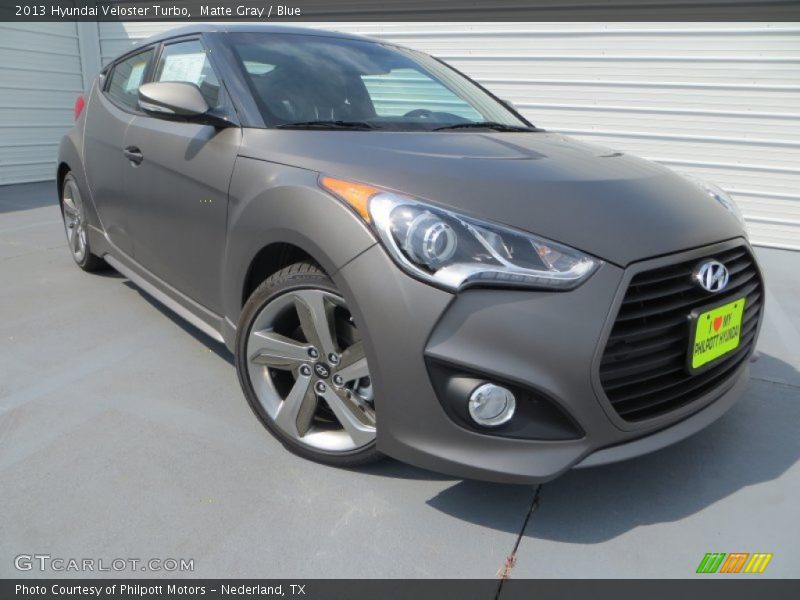 Matte Gray / Blue 2013 Hyundai Veloster Turbo