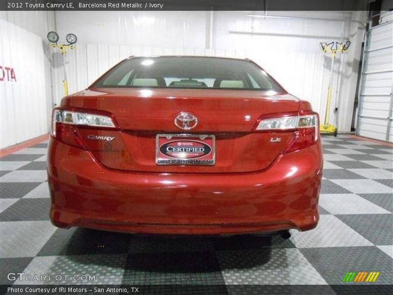 Barcelona Red Metallic / Ivory 2012 Toyota Camry LE