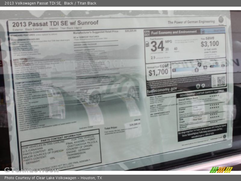 Black / Titan Black 2013 Volkswagen Passat TDI SE