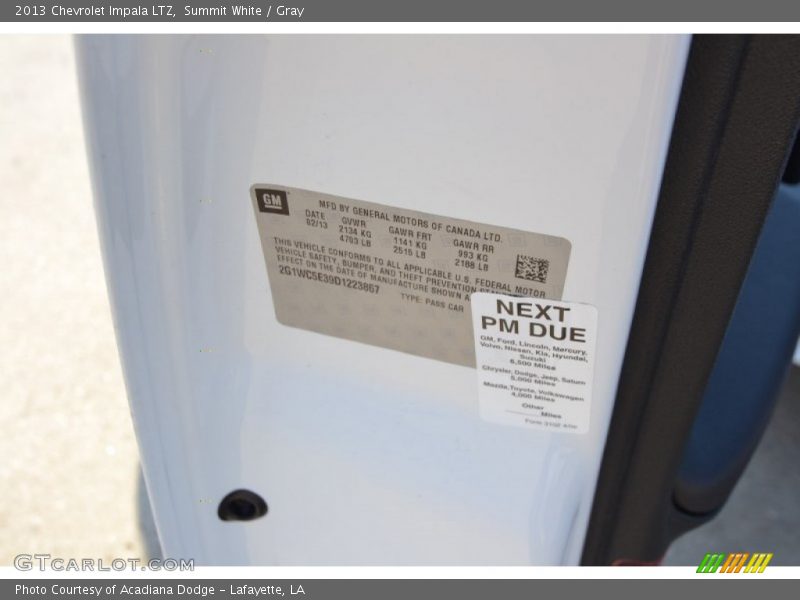Summit White / Gray 2013 Chevrolet Impala LTZ
