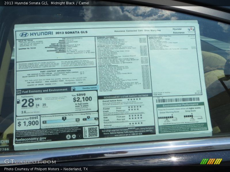 Midnight Black / Camel 2013 Hyundai Sonata GLS
