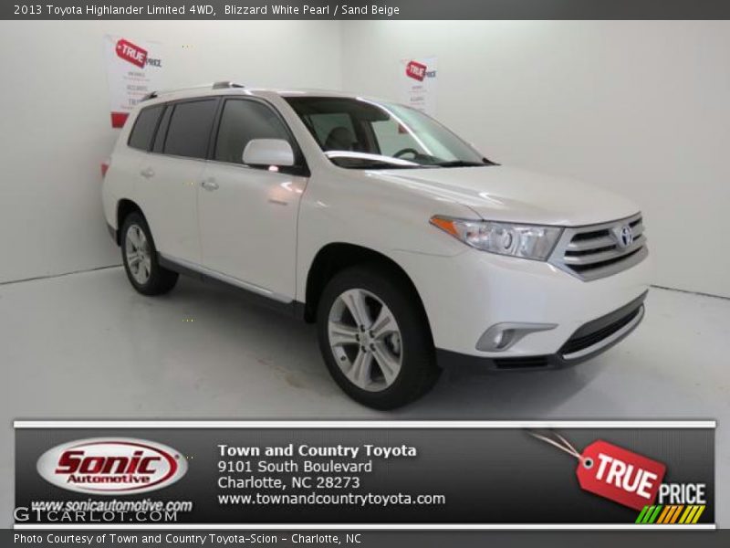 Blizzard White Pearl / Sand Beige 2013 Toyota Highlander Limited 4WD