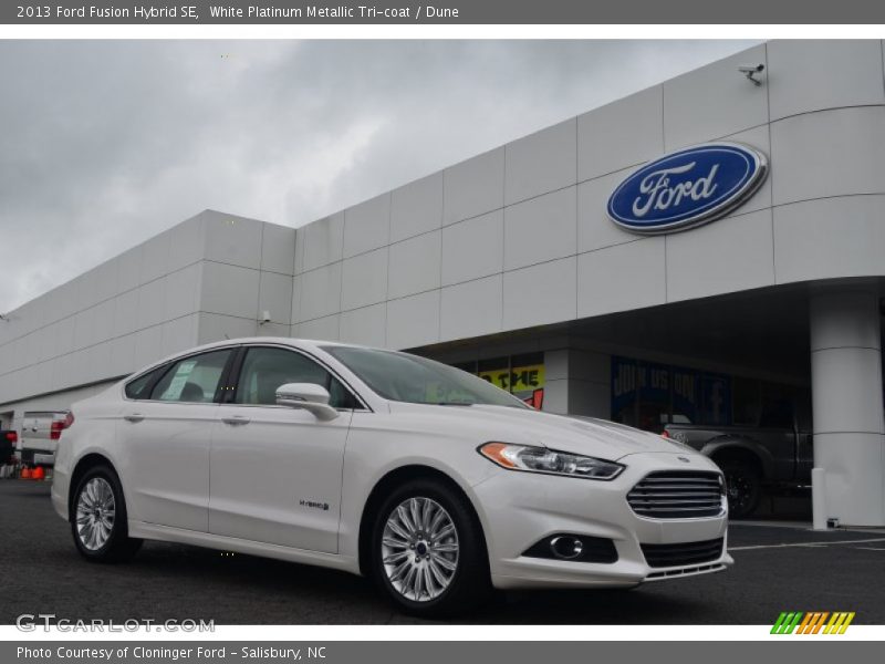 White Platinum Metallic Tri-coat / Dune 2013 Ford Fusion Hybrid SE