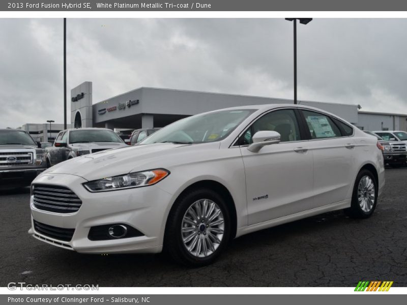 White Platinum Metallic Tri-coat / Dune 2013 Ford Fusion Hybrid SE