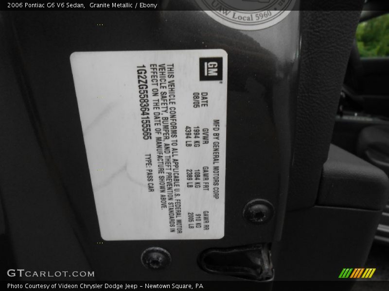 Granite Metallic / Ebony 2006 Pontiac G6 V6 Sedan
