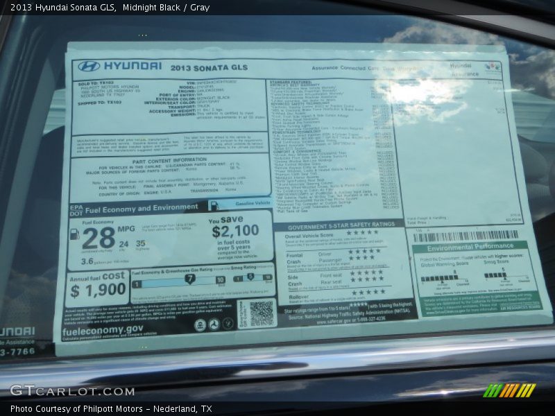Midnight Black / Gray 2013 Hyundai Sonata GLS
