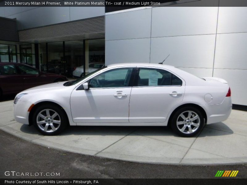 White Platinum Metallic Tri- coat / Medium Light Stone 2011 Mercury Milan I4 Premier