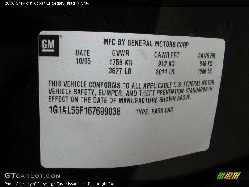 Black / Gray 2006 Chevrolet Cobalt LT Sedan