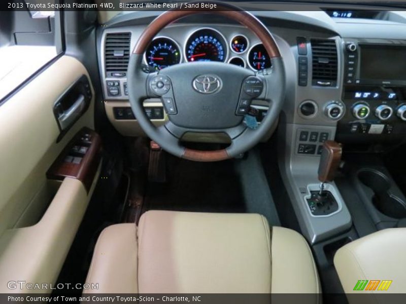 Blizzard White Pearl / Sand Beige 2013 Toyota Sequoia Platinum 4WD