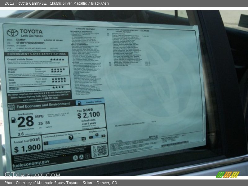 Classic Silver Metallic / Black/Ash 2013 Toyota Camry SE