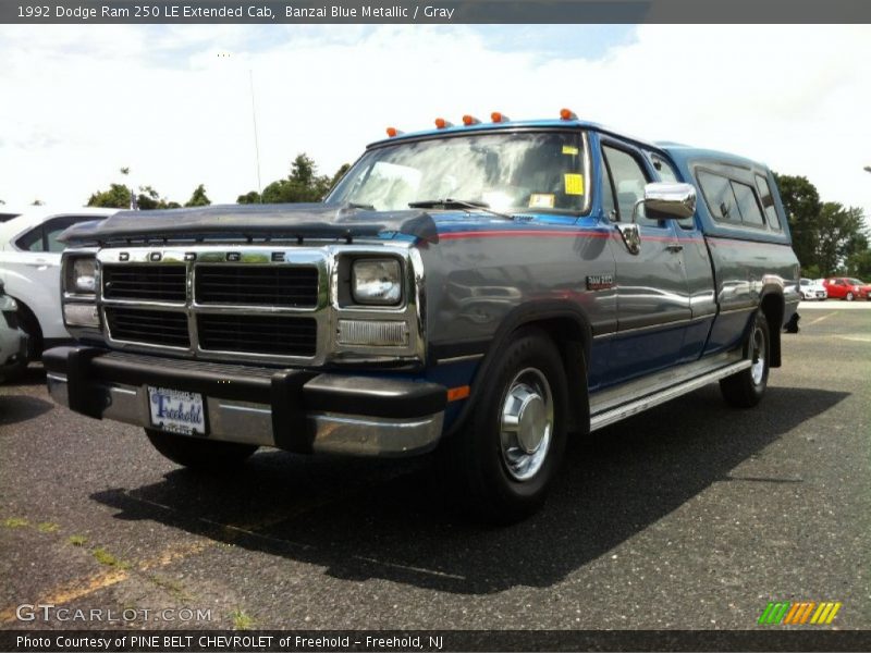 Banzai Blue Metallic / Gray 1992 Dodge Ram 250 LE Extended Cab