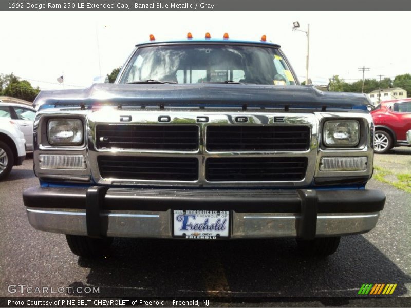 Banzai Blue Metallic / Gray 1992 Dodge Ram 250 LE Extended Cab