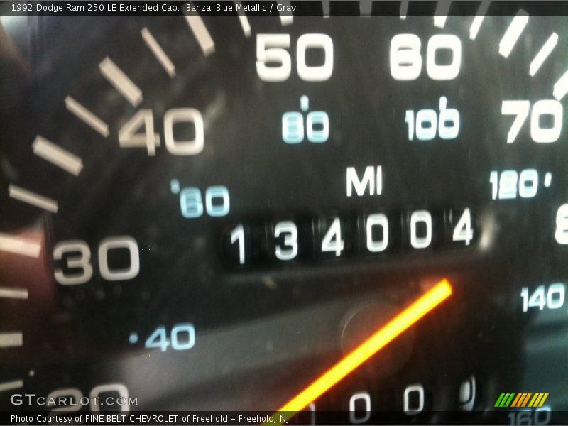 Banzai Blue Metallic / Gray 1992 Dodge Ram 250 LE Extended Cab