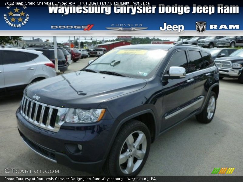 True Blue Pearl / Black/Light Frost Beige 2012 Jeep Grand Cherokee Limited 4x4