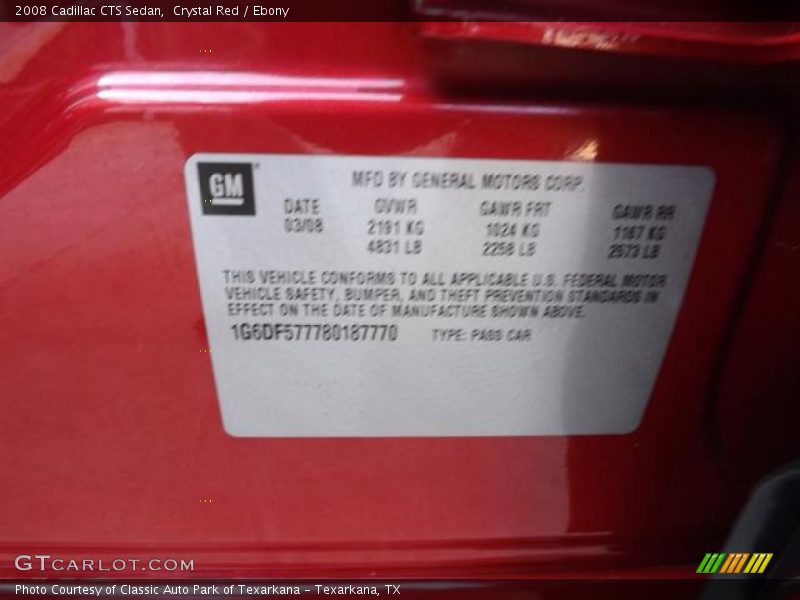 Crystal Red / Ebony 2008 Cadillac CTS Sedan