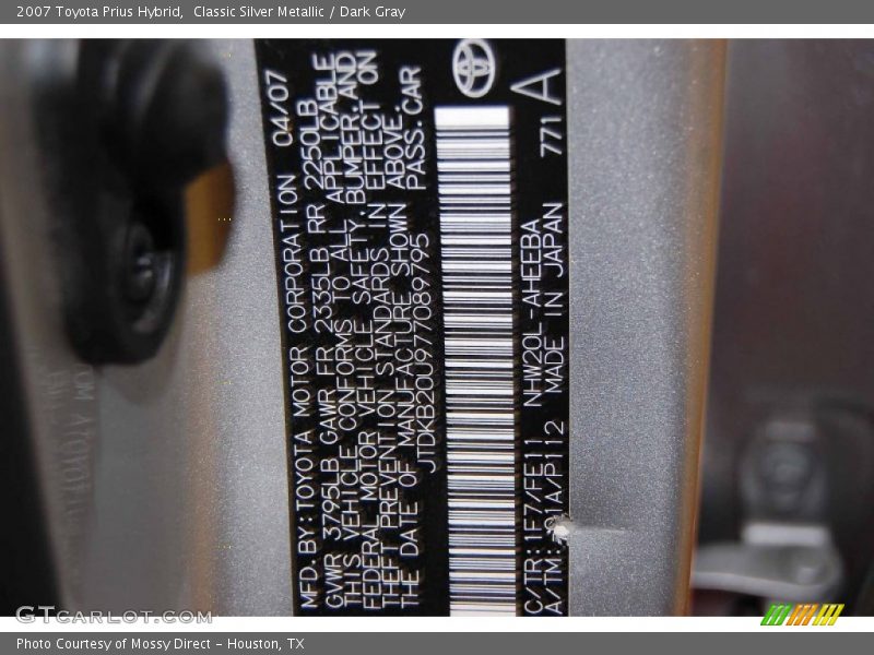 Classic Silver Metallic / Dark Gray 2007 Toyota Prius Hybrid