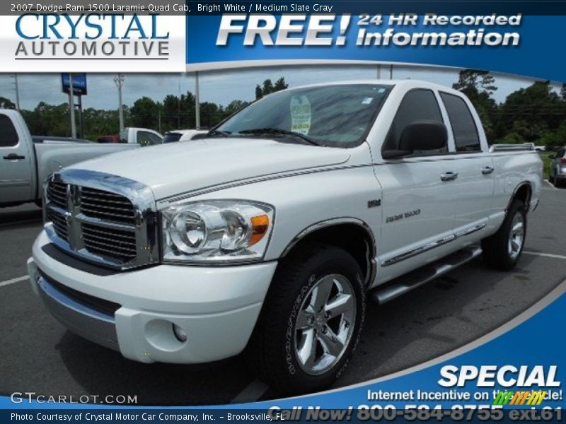 Bright White / Medium Slate Gray 2007 Dodge Ram 1500 Laramie Quad Cab