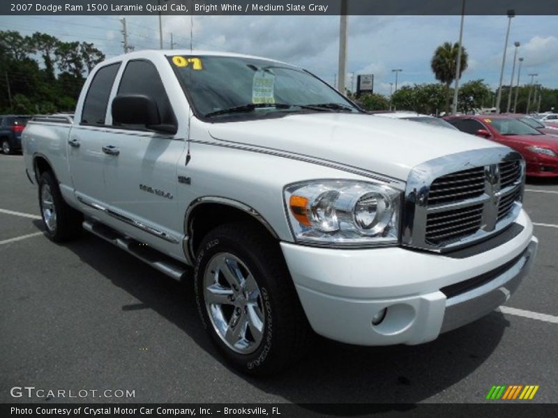 Bright White / Medium Slate Gray 2007 Dodge Ram 1500 Laramie Quad Cab