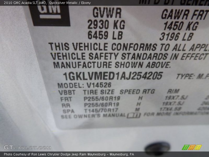 Quicksilver Metallic / Ebony 2010 GMC Acadia SLT AWD