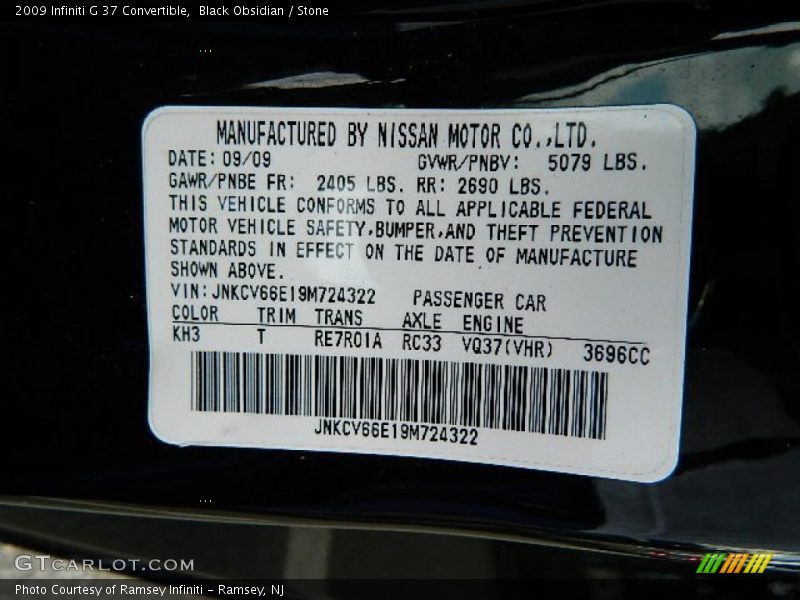 Black Obsidian / Stone 2009 Infiniti G 37 Convertible