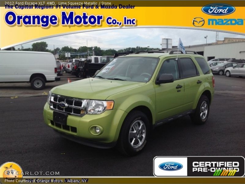 Lime Squeeze Metallic / Stone 2012 Ford Escape XLT 4WD