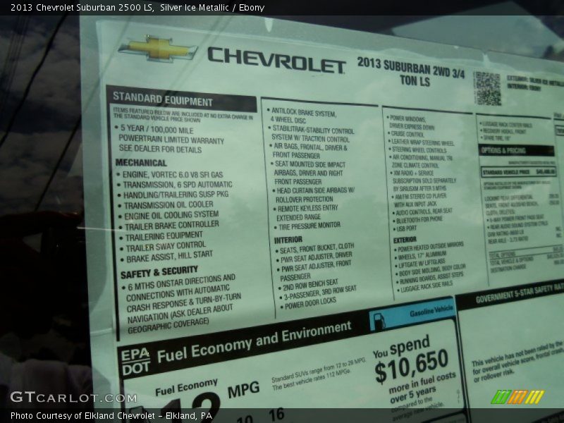 Silver Ice Metallic / Ebony 2013 Chevrolet Suburban 2500 LS
