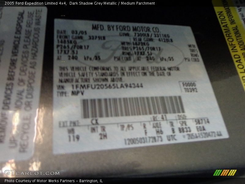 Dark Shadow Grey Metallic / Medium Parchment 2005 Ford Expedition Limited 4x4