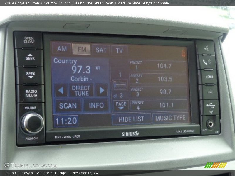 Melbourne Green Pearl / Medium Slate Gray/Light Shale 2009 Chrysler Town & Country Touring