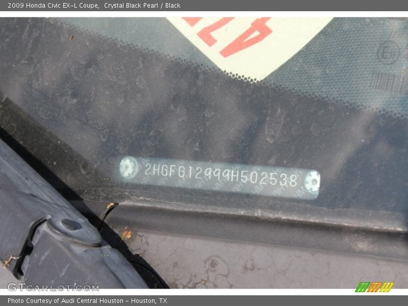 Crystal Black Pearl / Black 2009 Honda Civic EX-L Coupe