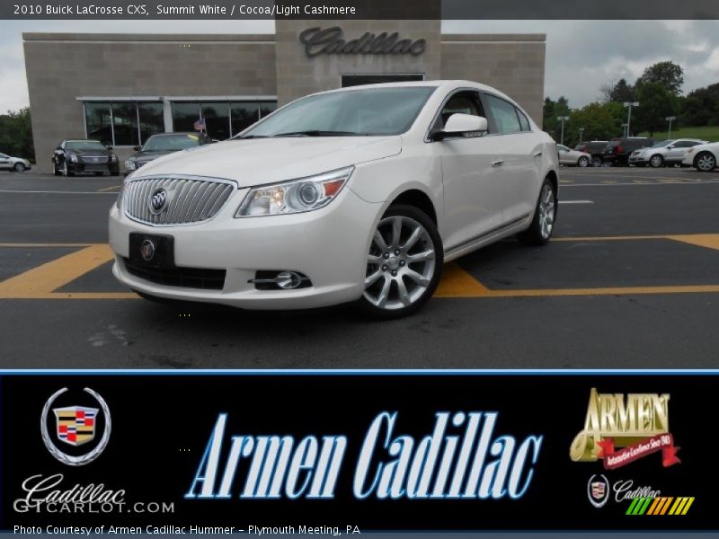 Summit White / Cocoa/Light Cashmere 2010 Buick LaCrosse CXS