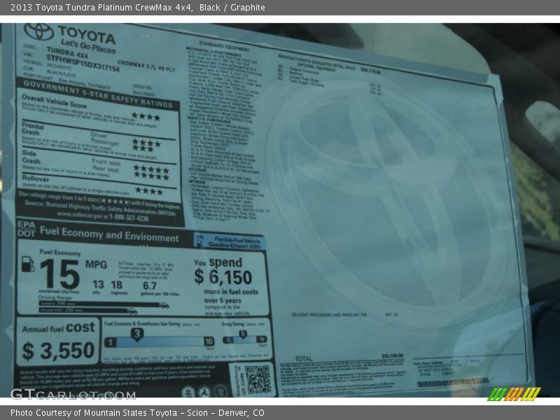 Black / Graphite 2013 Toyota Tundra Platinum CrewMax 4x4