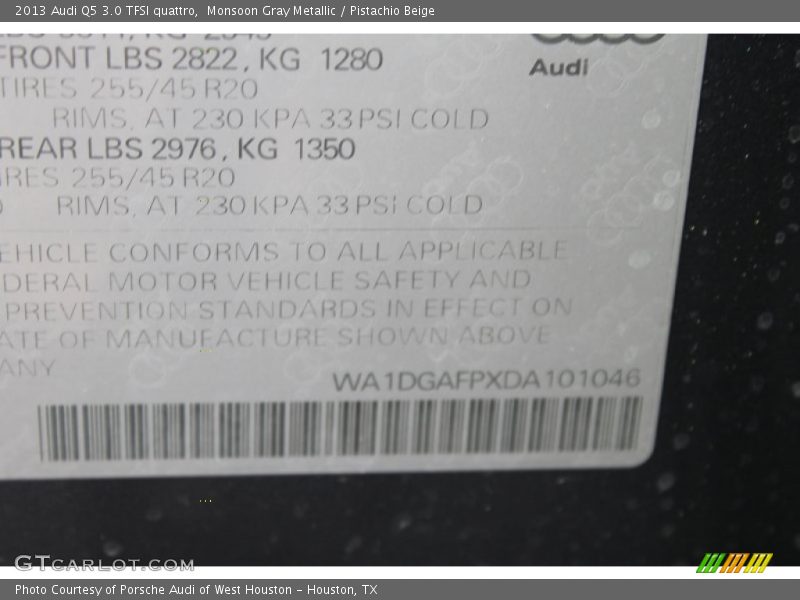 Monsoon Gray Metallic / Pistachio Beige 2013 Audi Q5 3.0 TFSI quattro