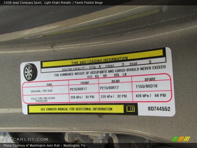 Light Khaki Metallic / Pastel Pebble Beige 2008 Jeep Compass Sport