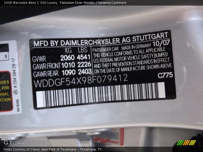 Palladium Silver Metallic / Savanna/Cashmere 2008 Mercedes-Benz C 300 Luxury