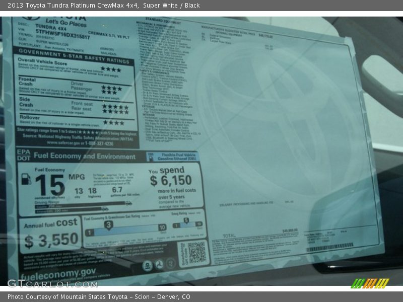 Super White / Black 2013 Toyota Tundra Platinum CrewMax 4x4