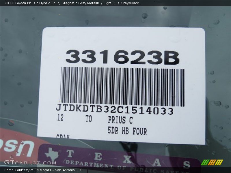 Magnetic Gray Metallic / Light Blue Gray/Black 2012 Toyota Prius c Hybrid Four