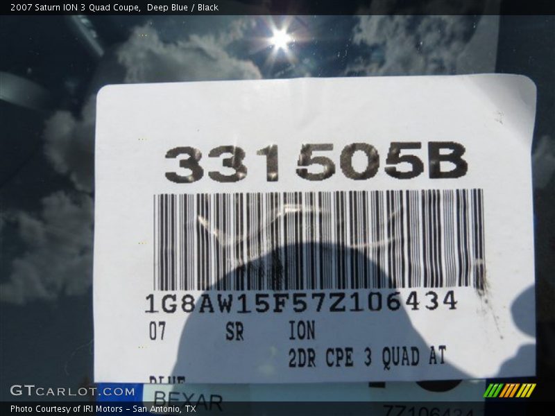 Deep Blue / Black 2007 Saturn ION 3 Quad Coupe