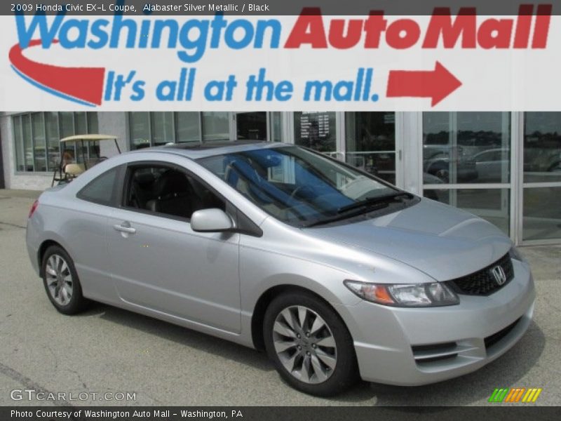 Alabaster Silver Metallic / Black 2009 Honda Civic EX-L Coupe