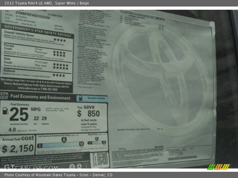 Super White / Beige 2013 Toyota RAV4 LE AWD