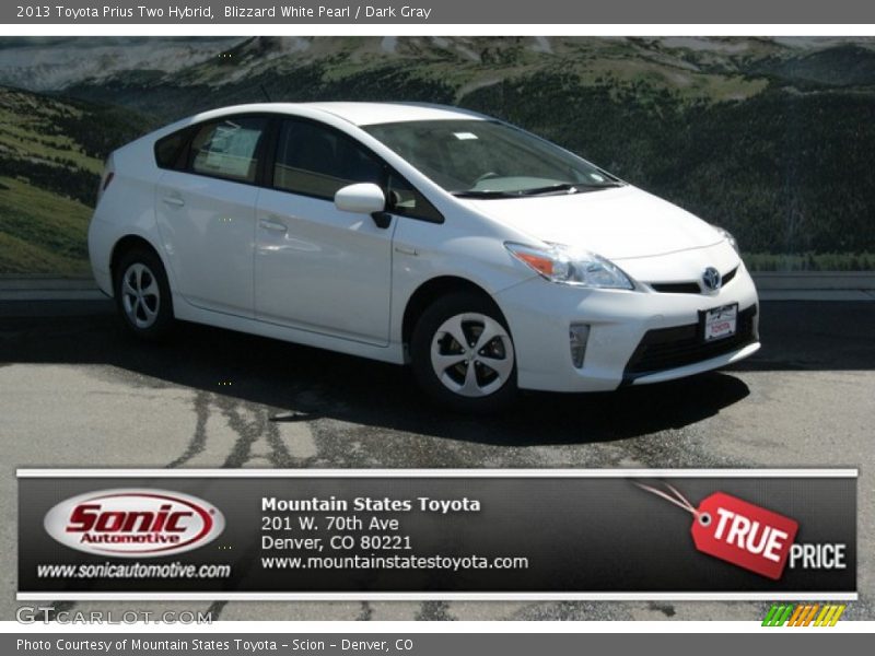 Blizzard White Pearl / Dark Gray 2013 Toyota Prius Two Hybrid
