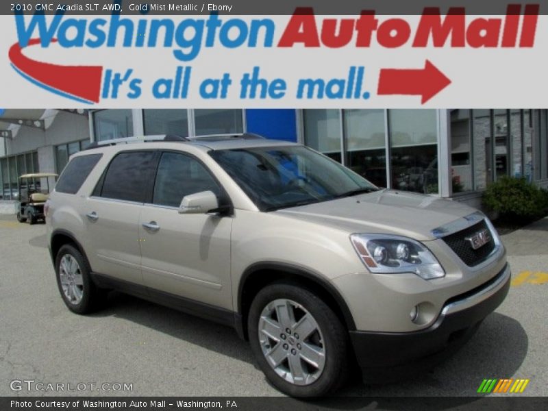 Gold Mist Metallic / Ebony 2010 GMC Acadia SLT AWD
