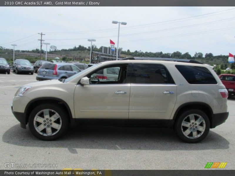 Gold Mist Metallic / Ebony 2010 GMC Acadia SLT AWD