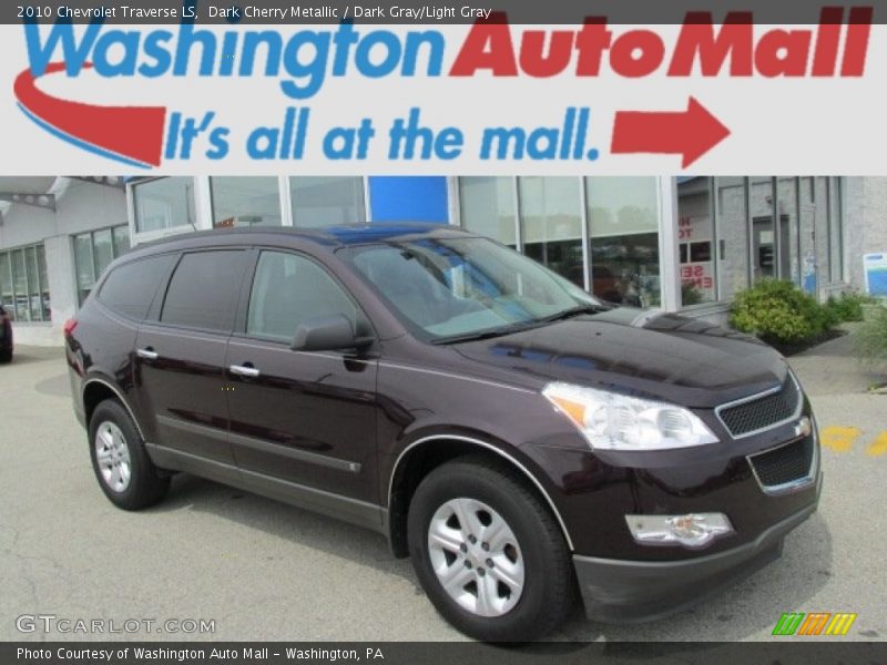 Dark Cherry Metallic / Dark Gray/Light Gray 2010 Chevrolet Traverse LS